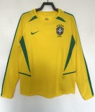 2002 Brazil Home Long sleeves Retro Soccer Jersey 