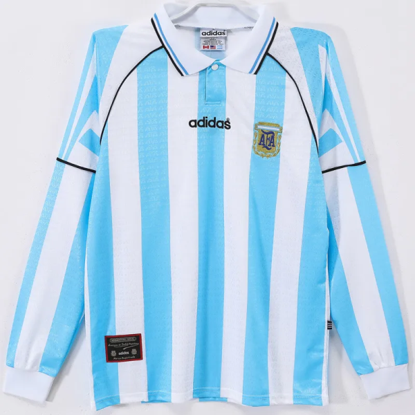 1996-1997 Argentina Home Long Sleeve Retro Soccer Jersey