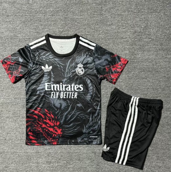 25-26 RMA Red Black Special Edition Kids Soccer Jersey