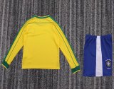 1998 Brazil Home Long sleeves Retro Kids Soccer Jersey