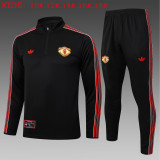 25-26 Man Utd High Quality Kids Half Pull Tracksuit
