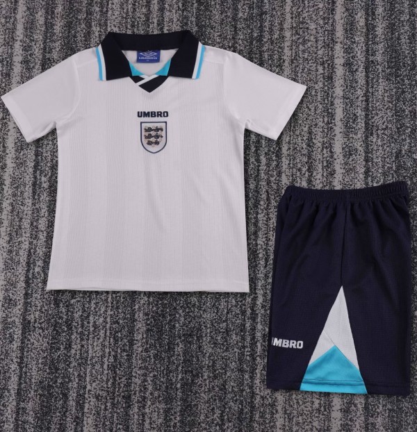 1996 England Home Kids Retro Soccer Jersey