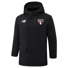 24-25 Sao Paulo Black Hooded Windbreaker Fabric Cotton Coat