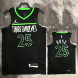 22-23 TIMBERWOLVES ROSE #25 Black Top Quality Hot Pressing NBA Jersey (Trapeze Edition)