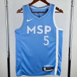 TIMBERWOLVES EDWARDS #5 Azure Top Quality Hot Pressing NBA Jersey