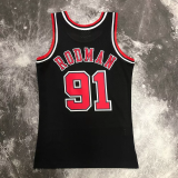 1998 BULLS RODMAN #91 Black Retro Top Quality Hot Pressing NBA Jersey