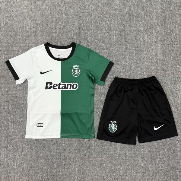 25-26 Sporting Lisbon White Green Kids Soccer Jersey
