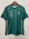 2025 F1 Aston New Pattern Short Sleeve Racing Suit（圆领，无号码）