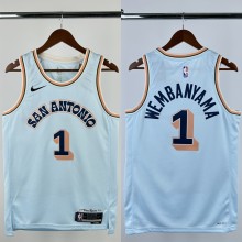 24-25 SA Spurs WEMBANYAMA #1 Light blue City Edition Top Quality Hot Pressing NBA Jersey