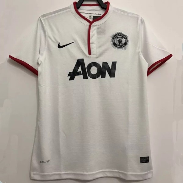 2013-2014 Man Utd Away White Retro Soccer Jersey