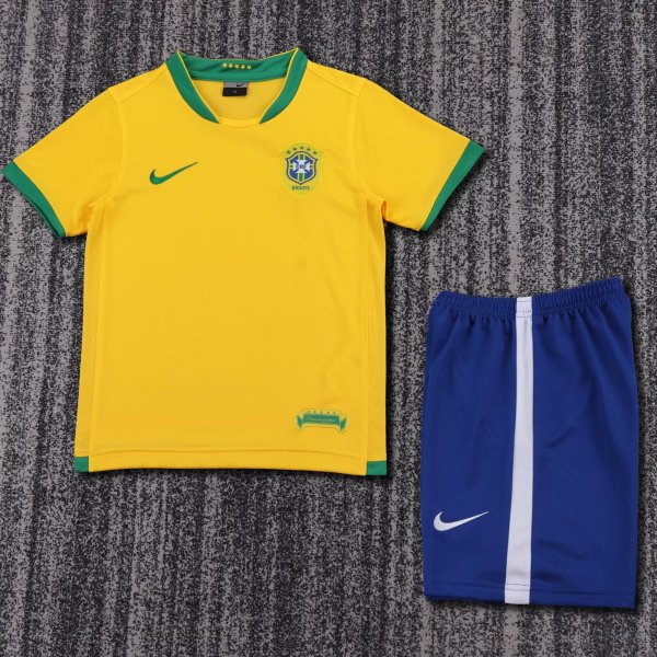 2006 Brazil Home Retro Kids Soccer Jersey
