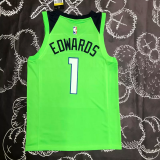 Timberwolves EDWARDS #1 Fluorescent Green Top Quality Hot Pressing NBA Jersey