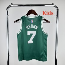 2023 CELTICS BROWN #7 White Top Quality Hot Pressing Kids NBA Jersey