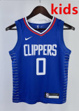 2023 CLIPPERS WESTBROOK #0 Blue Top Quality Hot Pressing Kids NBA Jersey