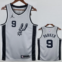 20-21 SA Spurs PARKER #9 Grey Top Quality Hot Pressing NBA Jersey (Trapeze Edition)
