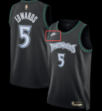 TIMBERWOLVES EDWARDS #5 Black Retro Top Quality Hot Pressing NBA Jersey
