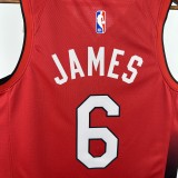 24-25 HEAT JAMES #6 Red City Edition Top Quality Hot Pressing NBA Jersey (V领）