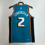 22-23 Pistons CUNNINGHAM #2 Light blue Top Quality Hot Pressing NBA Jersey (Retro Logo)