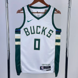 22-23 BUCKS LILLARD #0 Home White Top Quality Hot Pressing NBA Jersey(V领)
