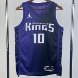 23-24 Kings SABONIS #10 Purple Top Quality Hot Pressing NBA Jersey (Trapeze Edition)飞人版