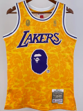 2023 LAKERS & BAPE #93 Yellow Top Quality Hot Pressing NBA Jersey(猿人头)