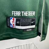 22-23 BUCKS LILLARD #0 Away Green Top Quality Hot Pressing NBA Jersey(V领)