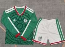 2026 World Cup Mexico Home Long Sleeve Kids Soccer Jersey (长袖)