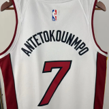 HEAT ANTETOKOUNMPO.#7 White Top Quality Hot Pressing NBA Jersey (V领）