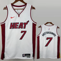 HEAT ANTETOKOUNMPO.#7 White Top Quality Hot Pressing NBA Jersey (V领）