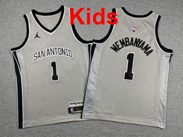 2026  Sa Spurs Top Quality Hot Pressing Kids NBA Jersey