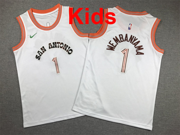 2026  Sa Spurs Top Quality Hot Pressing Kids NBA Jersey