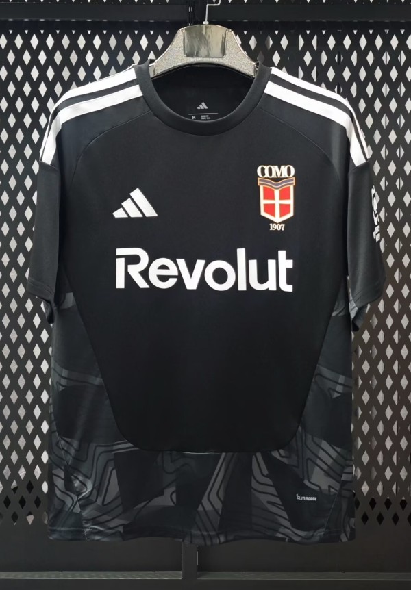 26-27 Como Black Goalkeeper Fans Soccer Jersey