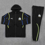 25-26 Marseille Black Hoodie Jacket Tracksuit