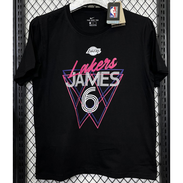 T163 Lakers JAMES #6 Black High Quality Casual T-Shirt