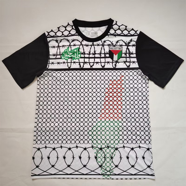 Palestina FC Grey Black Retro Soccer Jersey (铁丝网)