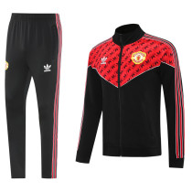 25-26 Man Utd Black Red Jacket Tracksuit #05