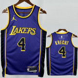 22-23 LAKERS KNECHT #4 Purple Top Quality Hot Pressing NBA Jersey (Trapeze Edition) 飞人版