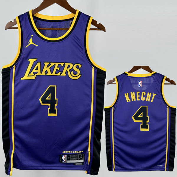 22-23 LAKERS KNECHT #4 Purple Top Quality Hot Pressing NBA Jersey (Trapeze Edition) 飞人版