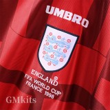 1998 England Away Retro Long Sleeve Soccer Jersey (长袖)