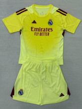 25-26 RMA Light Yellow GoalKeeper Kids Soccer Jersey