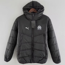 24-25 Marseille Black Hooded Cotton Coat #棉衣