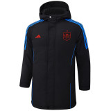 24-25 Spain Black Hooded Windbreaker Fabric Cotton Coat #G233