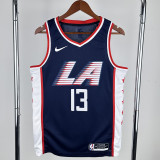 2018-19 Clippers GEORGE #13 Dark Blue City Edition Top Quality Hot Pressing NBA Jersey