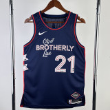 23-24 76ERS EMBIID #21 Dark Blue City Edition Top Quality Hot Pressing NBA Jersey