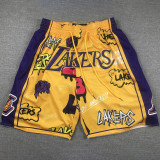 Lakers Yellow City Edition Top Quality NBA Pocket Pants (湖人涂鸦)