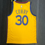 2018 Warriors CURRY #30 Yellow Retro NBA Jersey