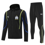 25-26 Marseille Black Hoodie Jacket Tracksuit