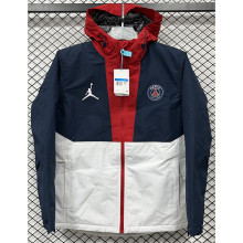 24-25 PSG Jordan Cotton Thickened warm Blue White Outdoor Jackets #P7加棉冲锋衣