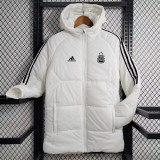 23-24 Argentina White Hooded Cotton Coat Black Edge (黑色边) 棉衣