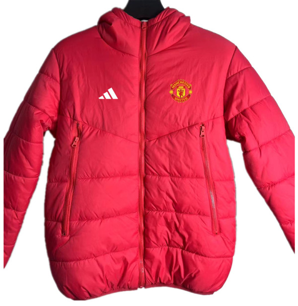 24-25 Man Utd Red Hooded Cotton Coat #棉衣